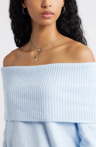 Bp. Bouclé Off The Shoulder Sweater In Blue