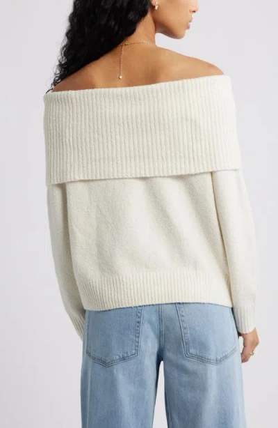 Bp. Bouclé Off The Shoulder Sweater In Gray