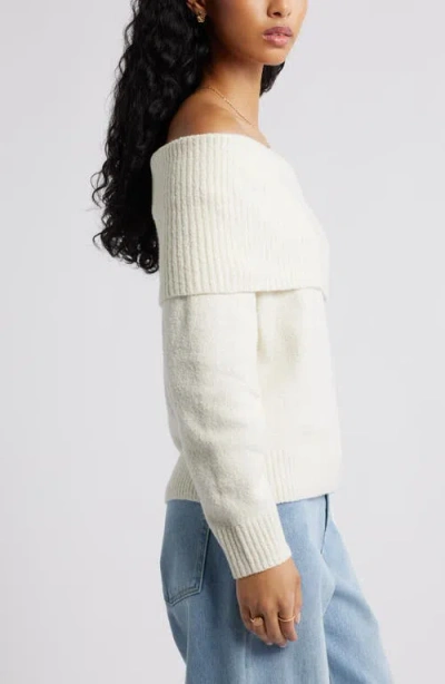 Bp. Bouclé Off The Shoulder Sweater In Gray