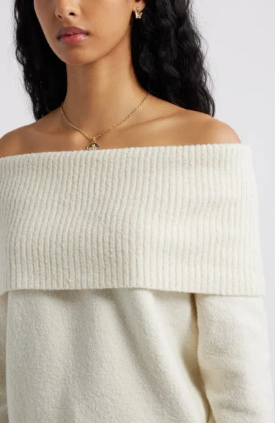 Bp. Bouclé Off The Shoulder Sweater In Gray