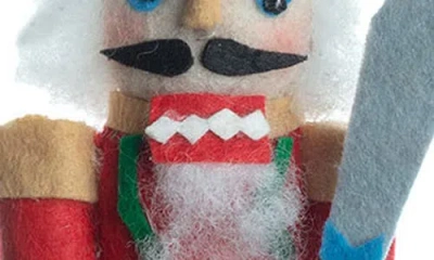 Silk Road Bazaar Handmade Nutcracker Felted Wool Ornament In Multi