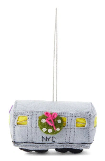 Silk Road Bazaar Handmade Subway Car Felted Wool Ornament In Multi