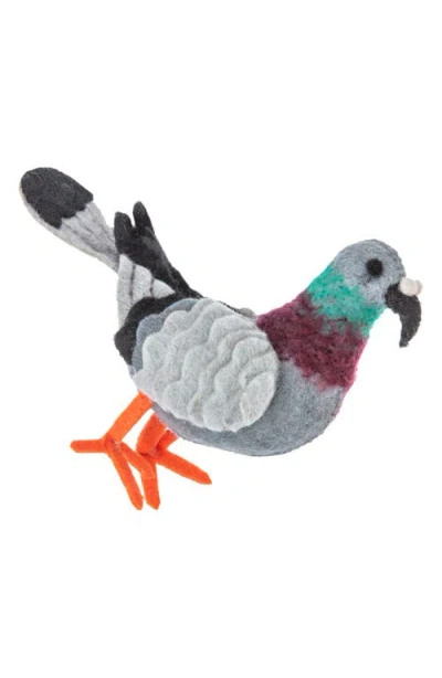 Silk Road Bazaar Handmade Pigeon Felt Ornament In Multi