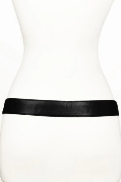 Raina Belts Bow Textured Buckle Leather Belt In Black