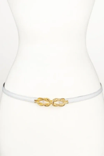 Raina Belts Gold Knot Buckle Leather Belt In White