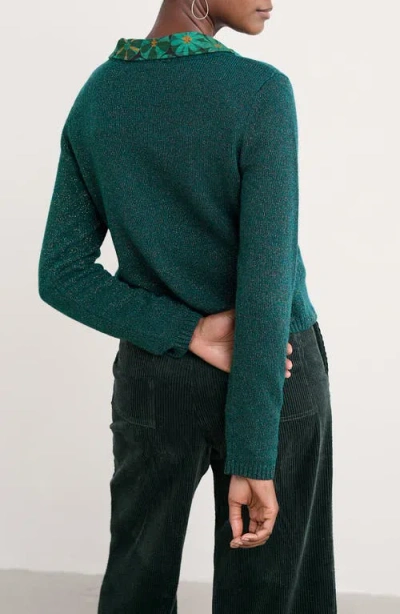 Seasalt Cornwall Tern Tide Sparkle Merino Wool Blend Cardigan In Green