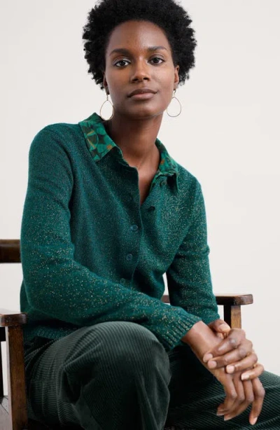 Seasalt Cornwall Tern Tide Sparkle Merino Wool Blend Cardigan In Green