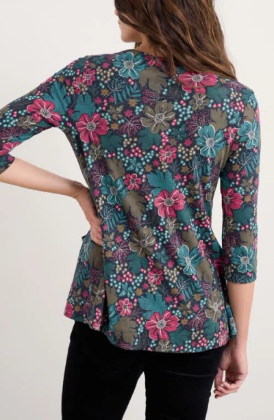 Seasalt Cornwall Drawing Book Floral Print Top In Green