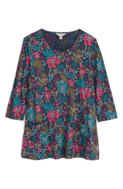 Seasalt Cornwall Drawing Book Floral Print Top In Green