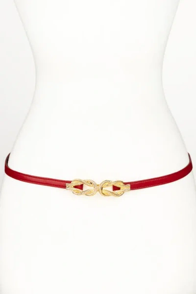Raina Belts Gold Knot Buckle Leather Belt In Red
