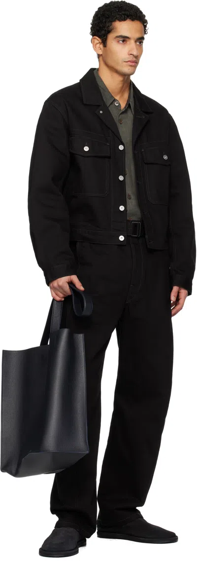 Studio Nicholson Navy Doublet Type 2 Leather Tote In Black