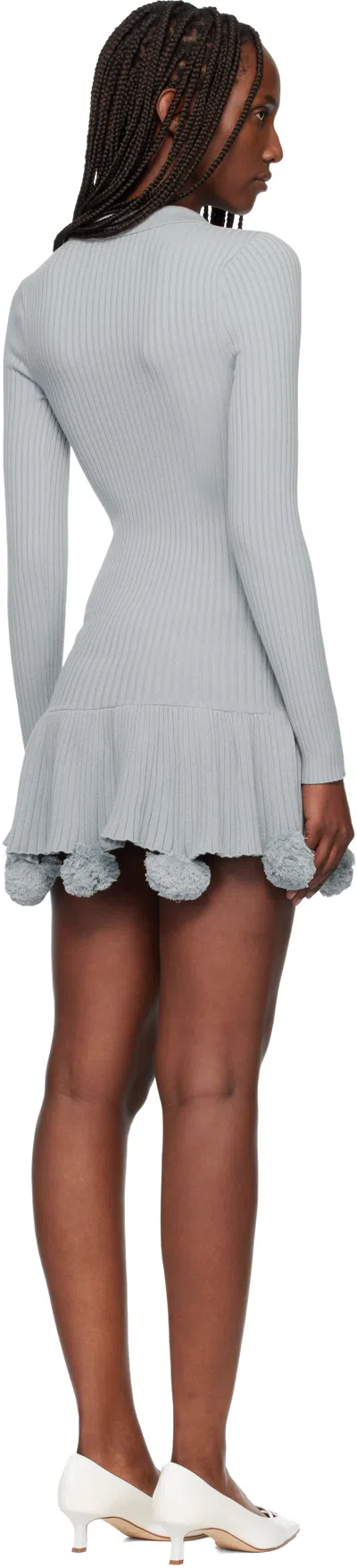 Conner Ives Blue Pom Pom Polo Minidress In Gray