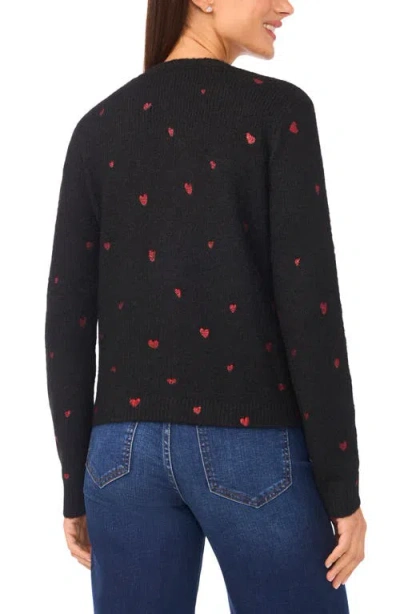 Cece Women's V-neck Foil Heart Cardigan In Multi