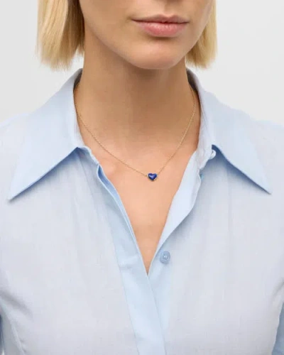 Jan Leslie Single Heart 18" Necklace Set In Sterling Silver With 18k Gold Overlay In Brown