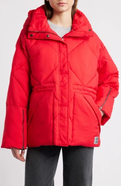 Oof Wear Quilted Water Repellent Hooded Jacket In Red