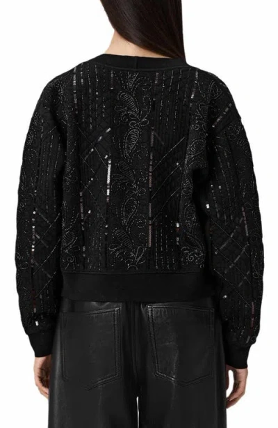 Allsaints Ava Clara Sequin Detail Cotton Blend Quilted Jacket In Multi