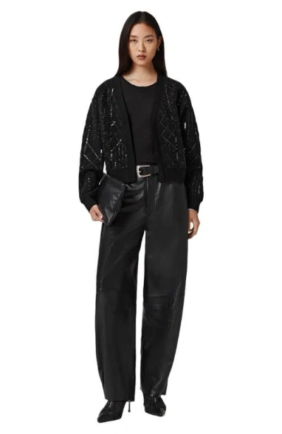 Allsaints Ava Clara Sequin Detail Cotton Blend Quilted Jacket In Multi