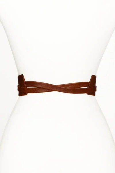 Raina Belts Wrap Leather Belt In Brown