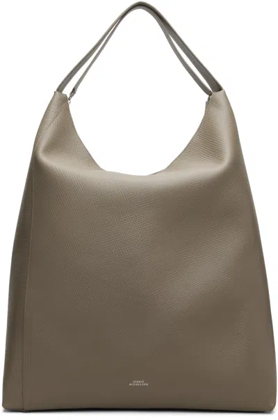 Studio Nicholson Taupe Type 2 Leather Tote In Gray