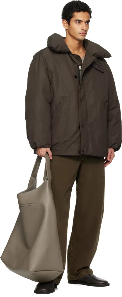 Studio Nicholson Taupe Type 2 Leather Tote In Gray