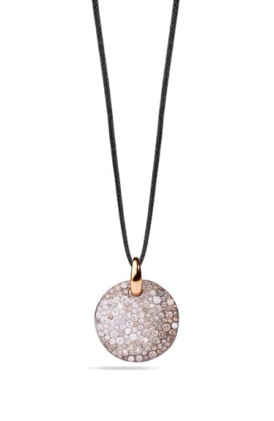 Pomellato Sabbia White & Brown Diamond Pendant Necklace In Black