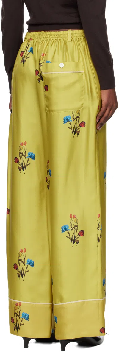 Marni Yellow Silk Twill Trousers In Yellow
