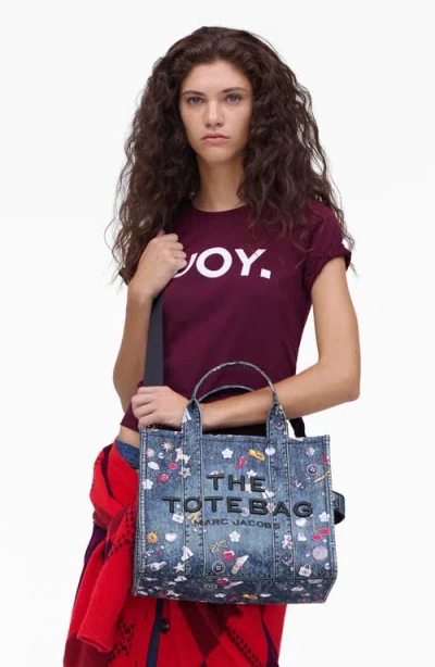 Marc Jacobs Medium Tote Bag Embroidered Design In Blue