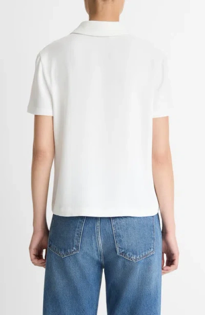 Vince Short Sleeve Crepe Polo Shirt In White