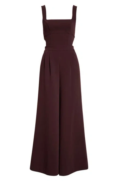 Reiss Dion Pleated Sleeveless Wide Leg Jumpsuit In Burgundy