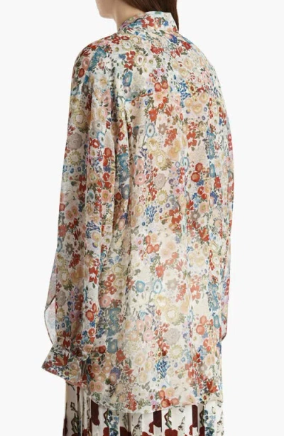 Khaite Goya Floral Silk Chiffon Button-down Top In Multi