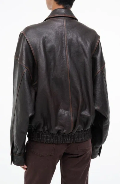 Staud Eugene Distressed Leather Jacket In Brown