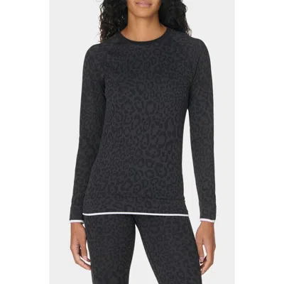 Sweaty Betty Animal Crewneck Base Layer Top In Black