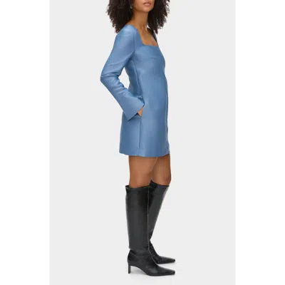 Aligne Carmel Long Sleeve Satin Minidress In Blue
