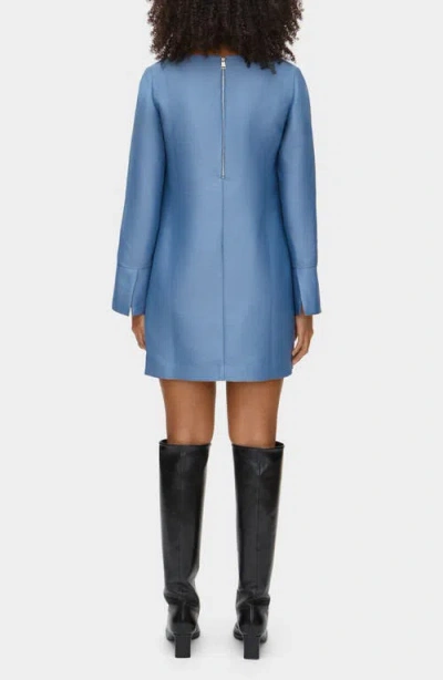 Aligne Carmel Long Sleeve Satin Minidress In Blue