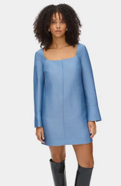 Aligne Carmel Long Sleeve Satin Minidress In Blue