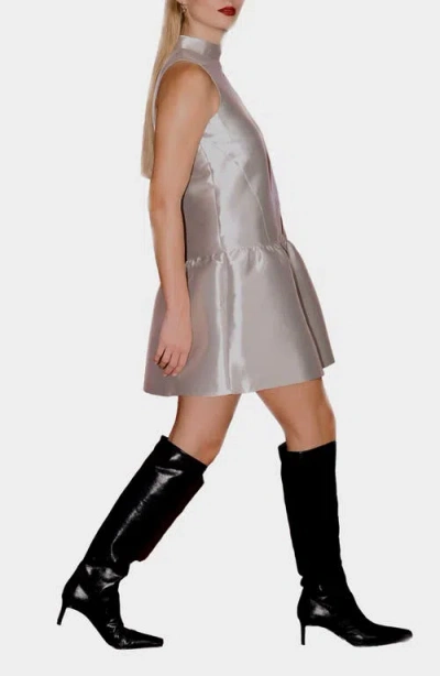 Aligne Blaze Sleeveless Satin Minidress In Silver