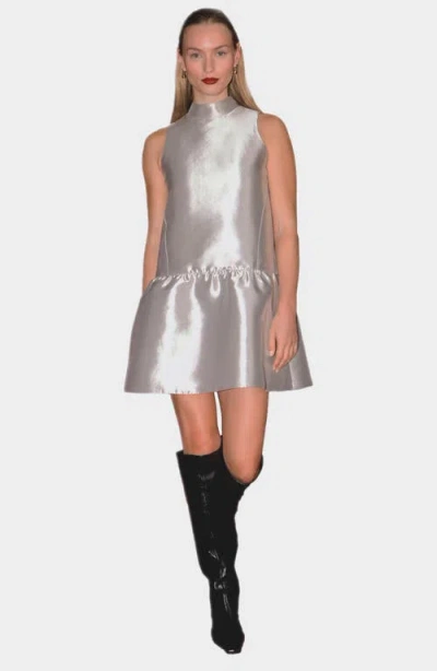 Aligne Blaze Sleeveless Satin Minidress In Silver