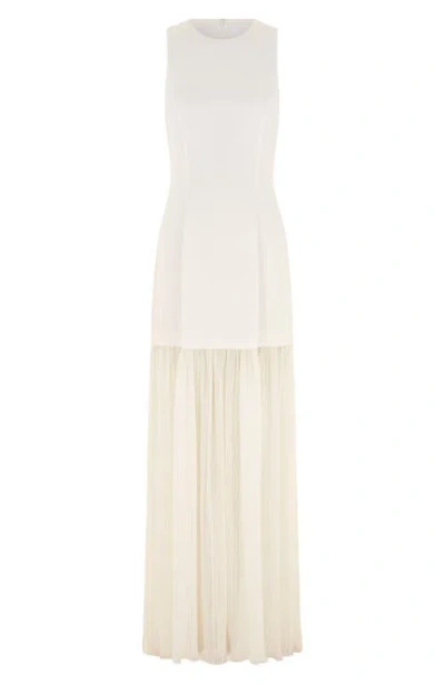 Aligne Zane Sleeveless Sheer Skirt Maxi Dress In White