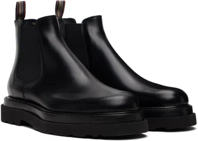 Paul Smith Black Leather Beard Chelsea Boots In Black