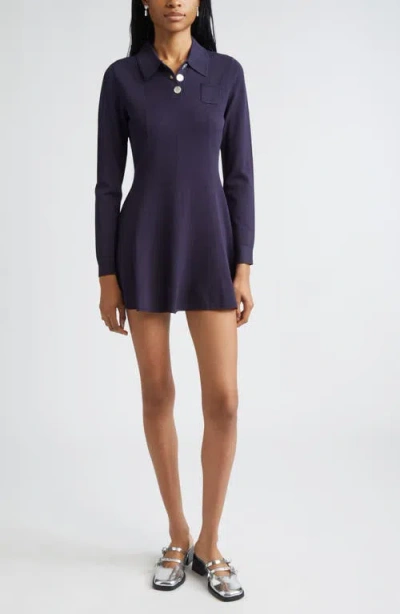 Sandy Liang Chupa Long Sleeve Polo Sweater Dress In Brown
