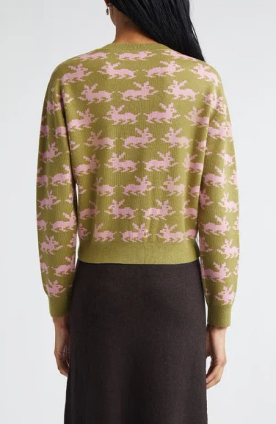 Sandy Liang Bouchette Merino Wool Jacquard Cardigan In Multi