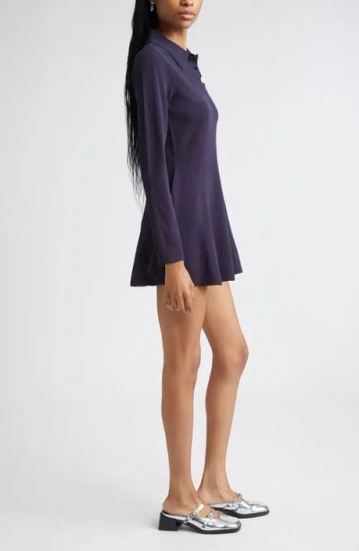 Sandy Liang Chupa Long Sleeve Polo Sweater Dress In Brown