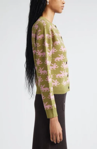 Sandy Liang Bouchette Merino Wool Jacquard Cardigan In Multi