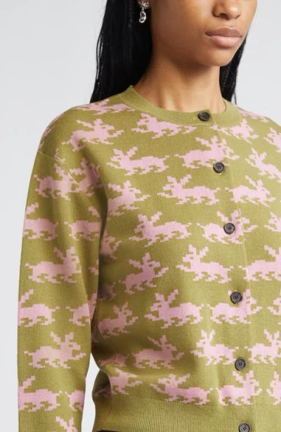 Sandy Liang Bouchette Merino Wool Jacquard Cardigan In Multi