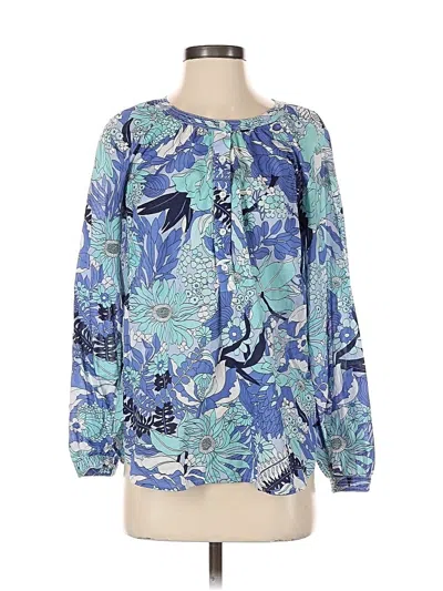 Pre-owned Talbots Long Sleeve Blouse In Blue