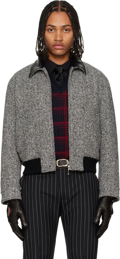 Ernest W Baker Black & White Harrington Jacket In Multi