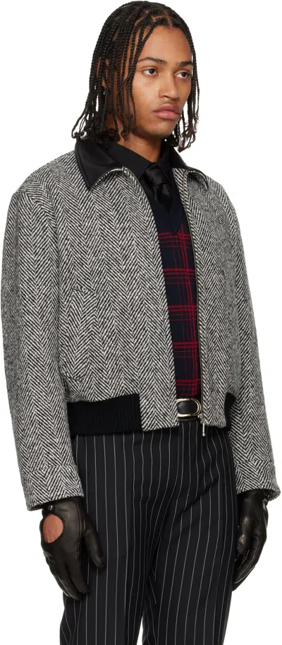 Ernest W Baker Black & White Harrington Jacket In Multi
