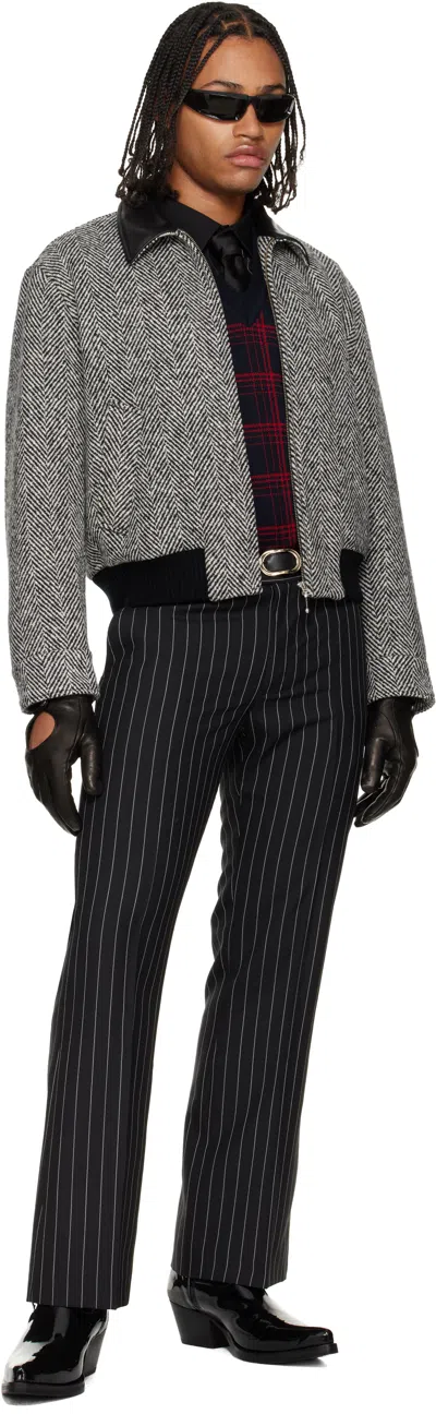 Ernest W Baker Black & White Harrington Jacket In Multi