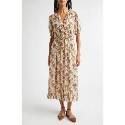 Ulla Johnson Rosamude Floral Puff Sleeve Midi Dress In Multi