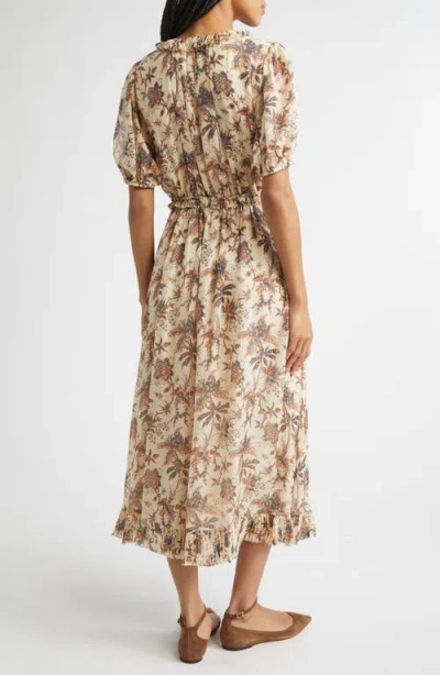 Ulla Johnson Rosamude Floral Puff Sleeve Midi Dress In Multi